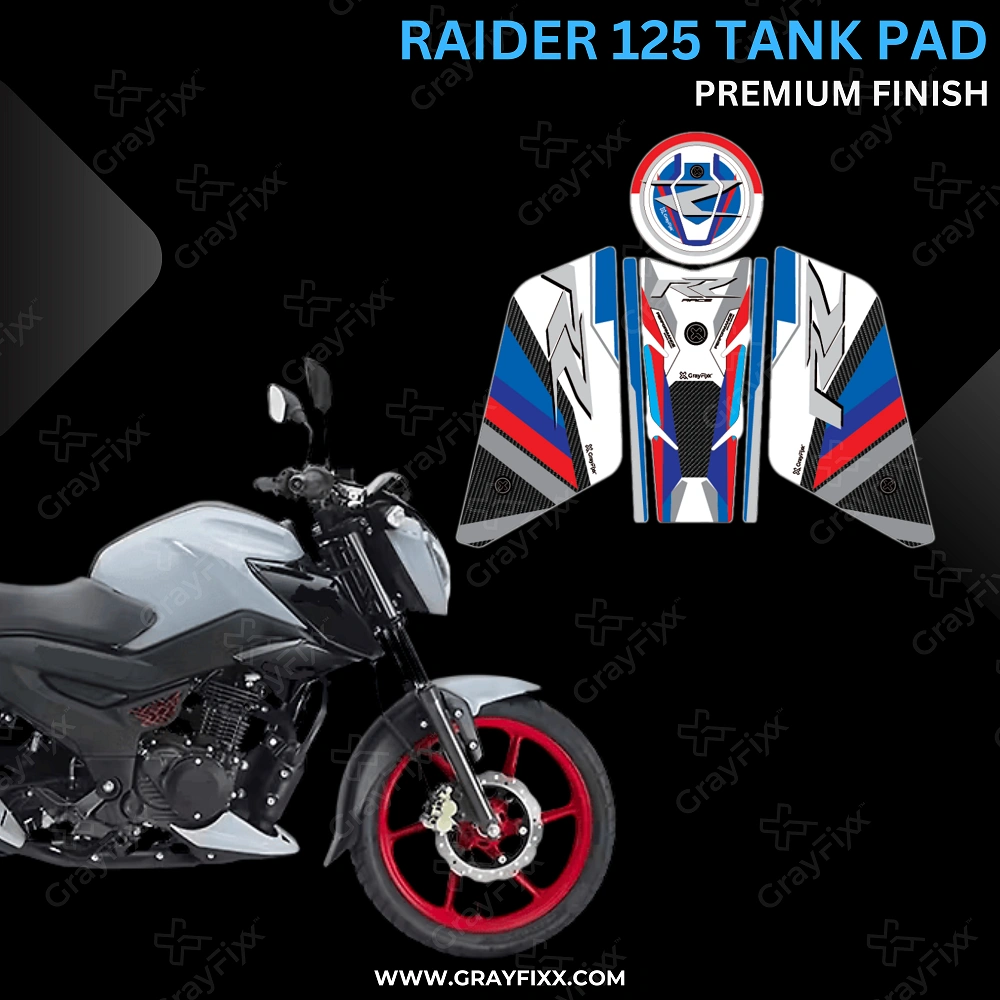 Raider 125 Full Tank Pad with Knee Pad | Full Tank Pad Compatible with Raider 125, Waterproof, Premium Finish, Pack of 1